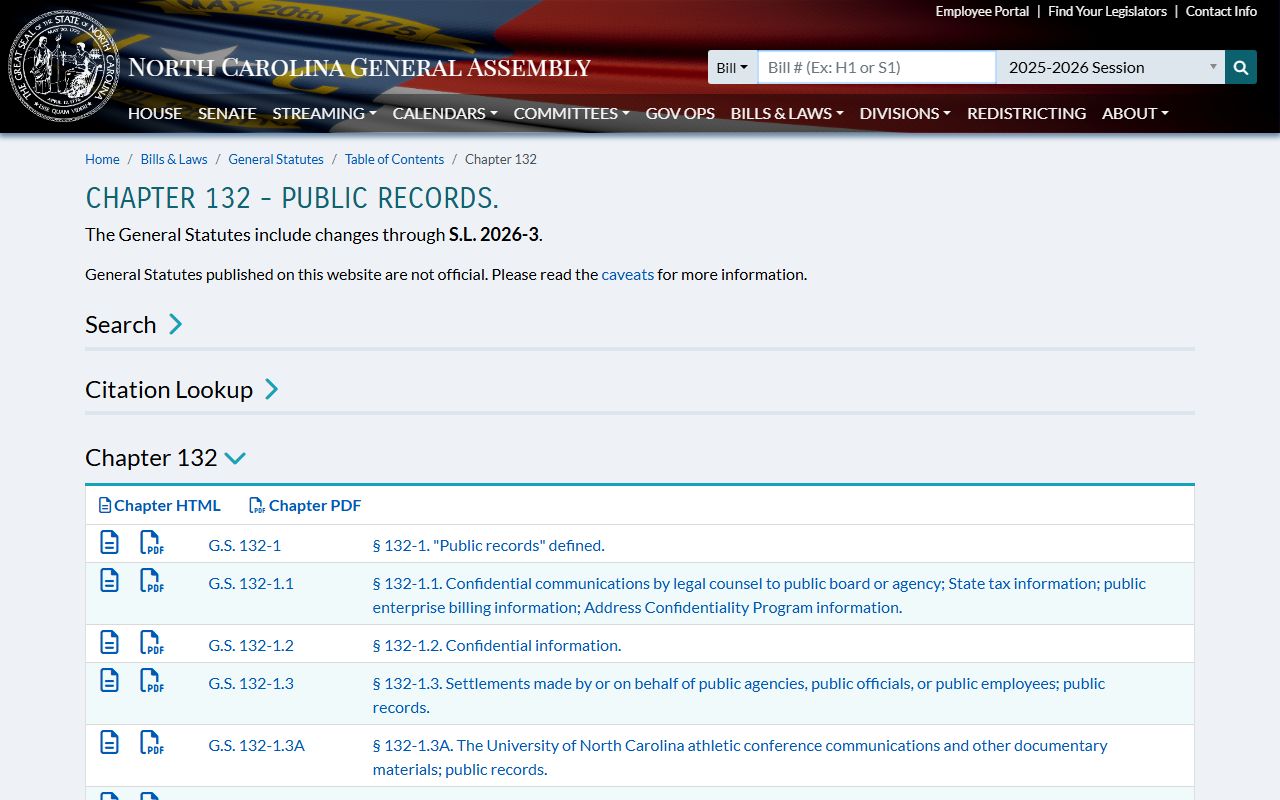 Davidson County Clerk of Superior Court public records statute index