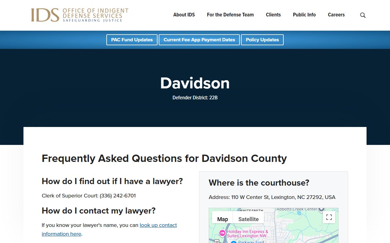 Davidson County criminal court records indigent defense information