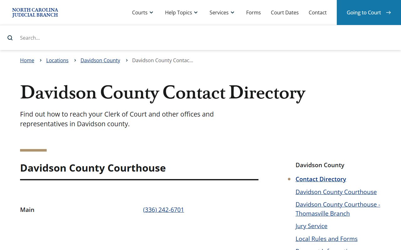 Davidson County court records contact directory