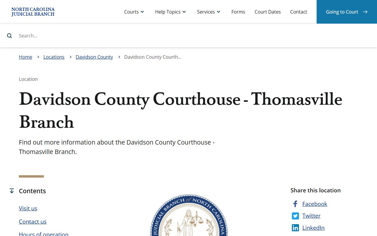 Davidson County court records Thomasville branch courthouse