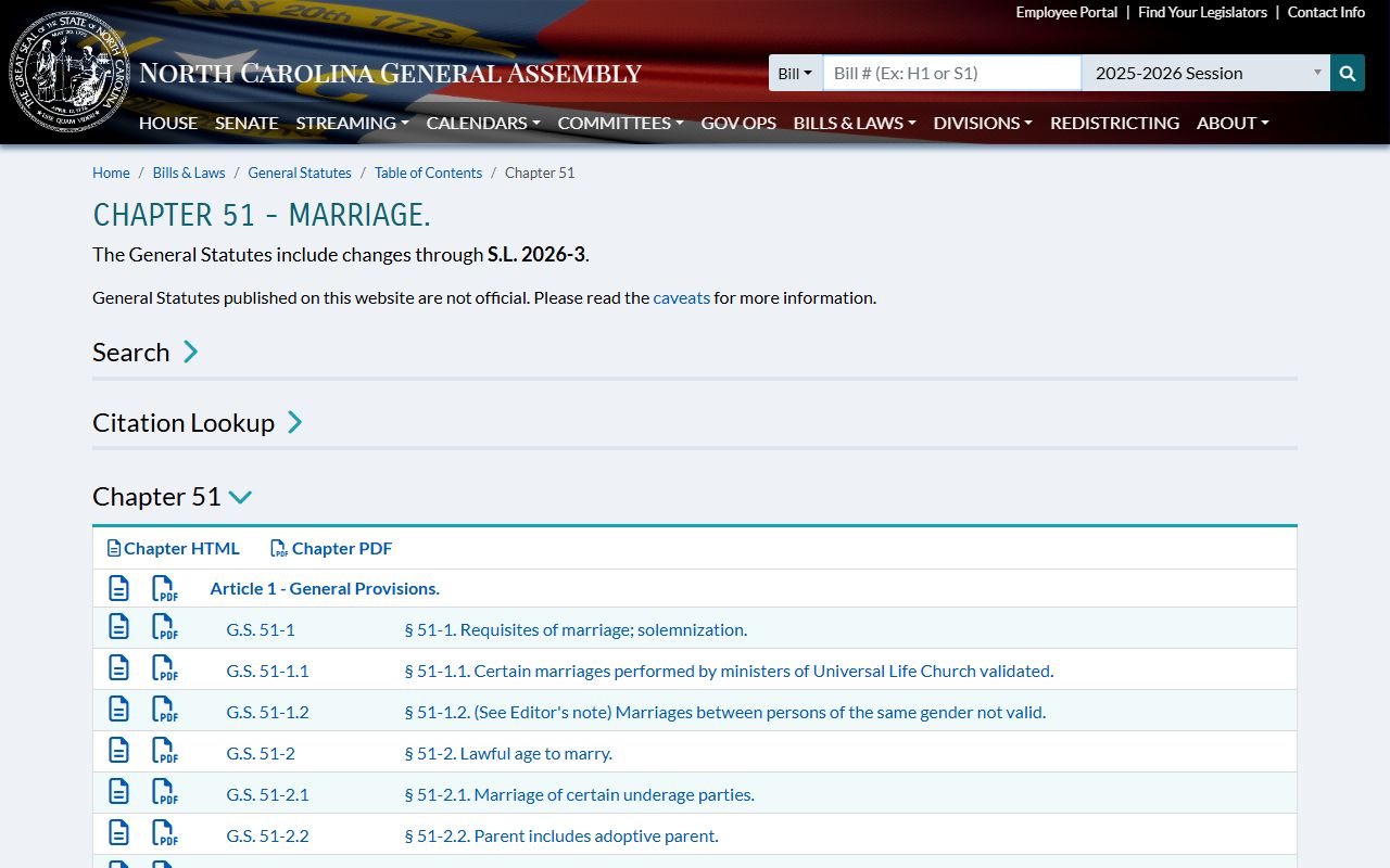 Davidson County marriage records North Carolina marriage statutes