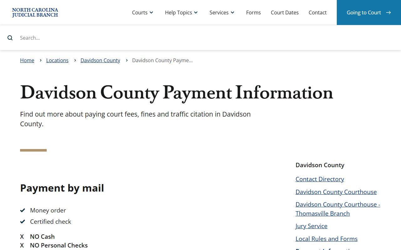 Davidson County traffic court records payment information